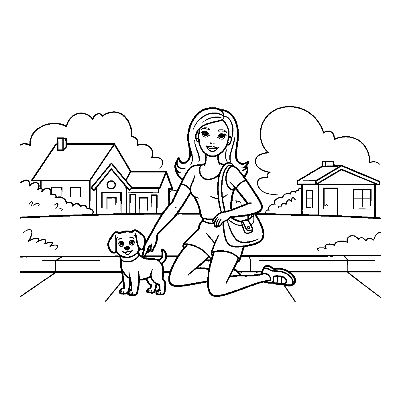 Coloriage Barbie gratuit à imprimer - Barbie avec une robe élégante Coloriage Barbie gratuit à imprimer : Barbie avec une robe élégante
